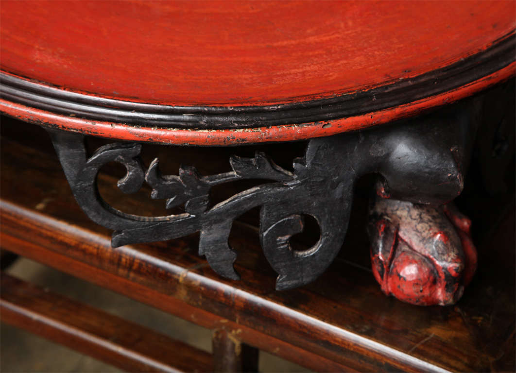 Carved Thai Offering Table with Red Top 2