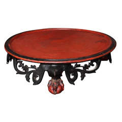 Carved Thai Offering Table with Red Top