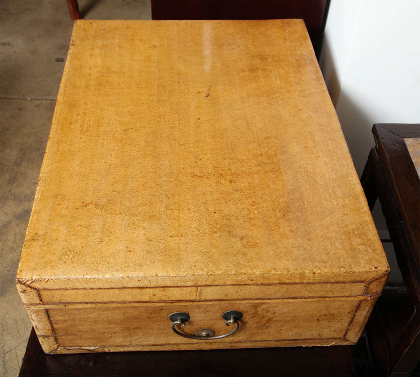 19th Century Beige Leather Trunk