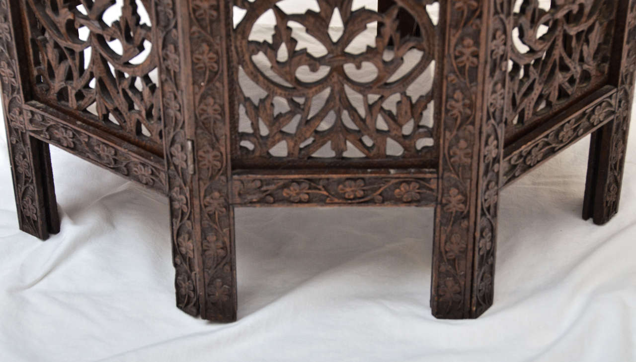 Indian Mogul Influenced Carved Teak Occasional Table 1