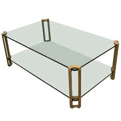 Bronze and Glass 2-Tier Coffee Table