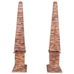 Pair of Tessellated Shell Obelisks by Maitland-Smith
