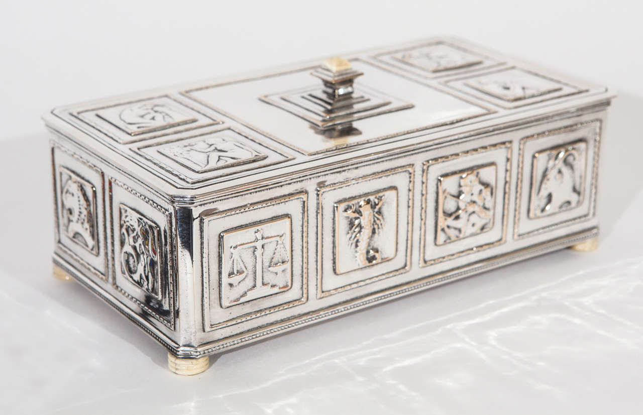 Silver Plate Zodiac Box by Oscar Bach