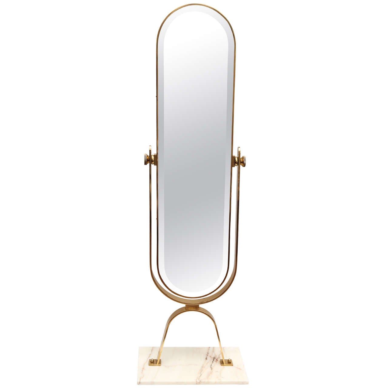 Italian Brass Cheval Mirror