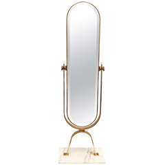 Retro Italian Brass Cheval Mirror