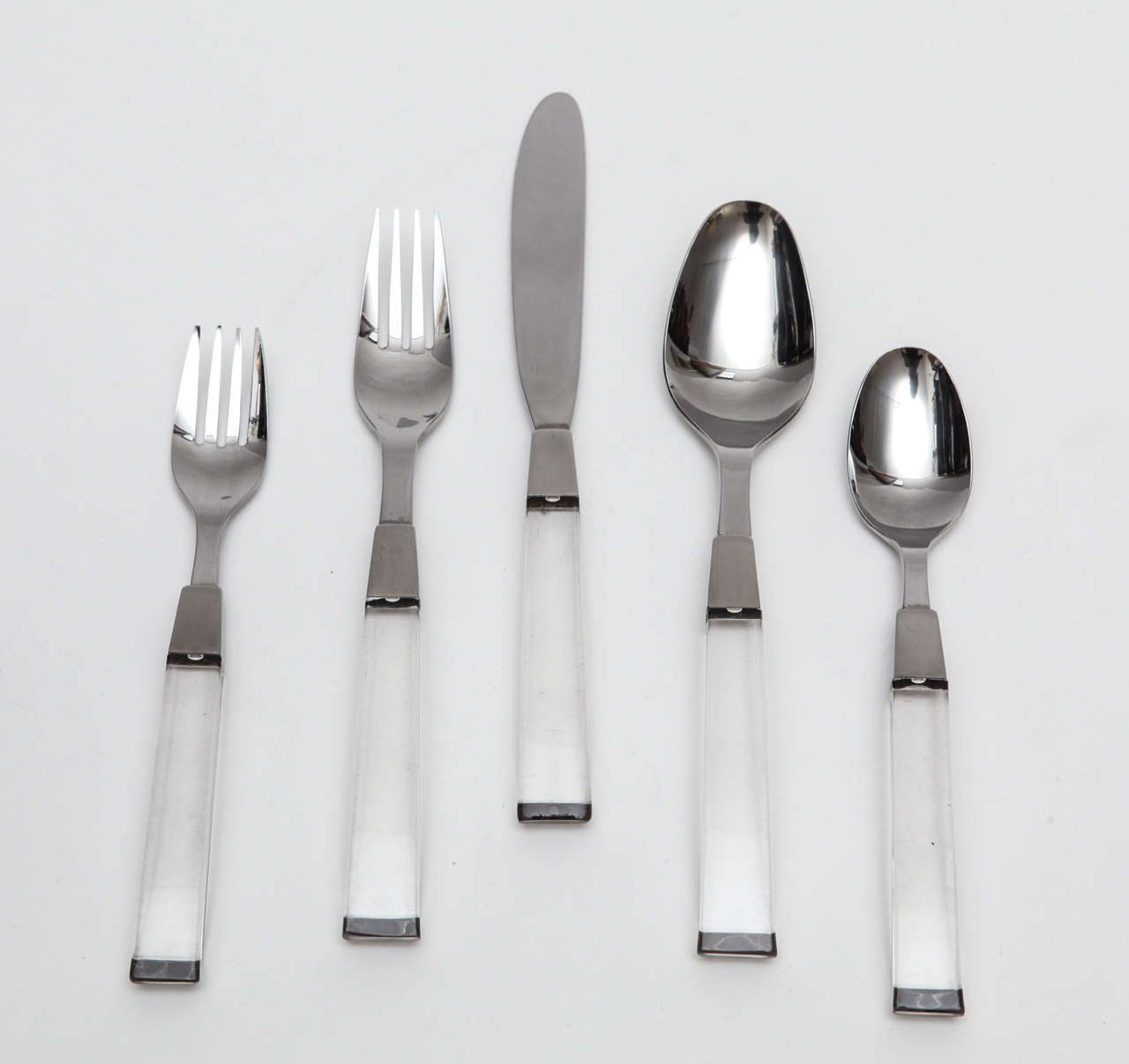 Lucite Handled Stainless Steel Flatware, Service for Sixteen at 1stDibs