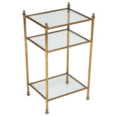Antique 1920's Bagues-Style Brass Three-Tier Side Table