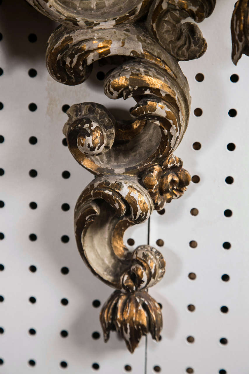 Pair Painted and Gilded Italian Carved Sconce 2