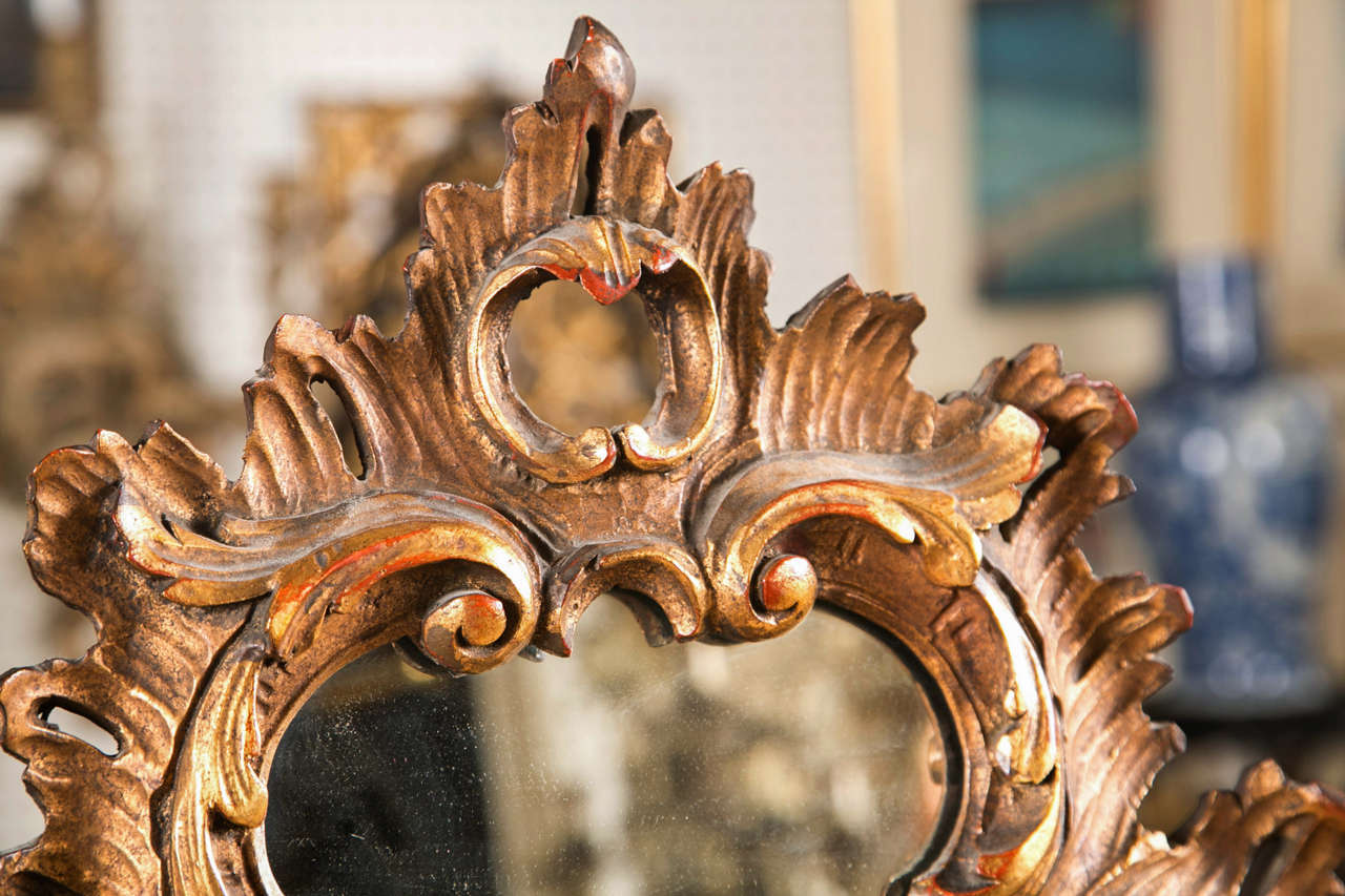 Unknown Pair Decorative Gilt Wood Mirrors For Sale
