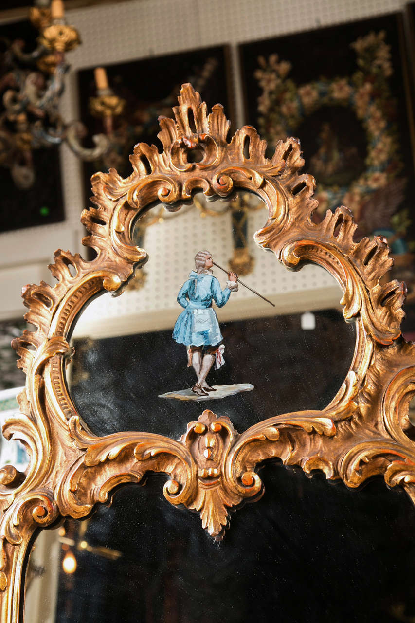 Pair Decorative Gilt Wood Mirrors For Sale 1
