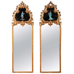 Pair Decorative Gilt Wood Mirrors