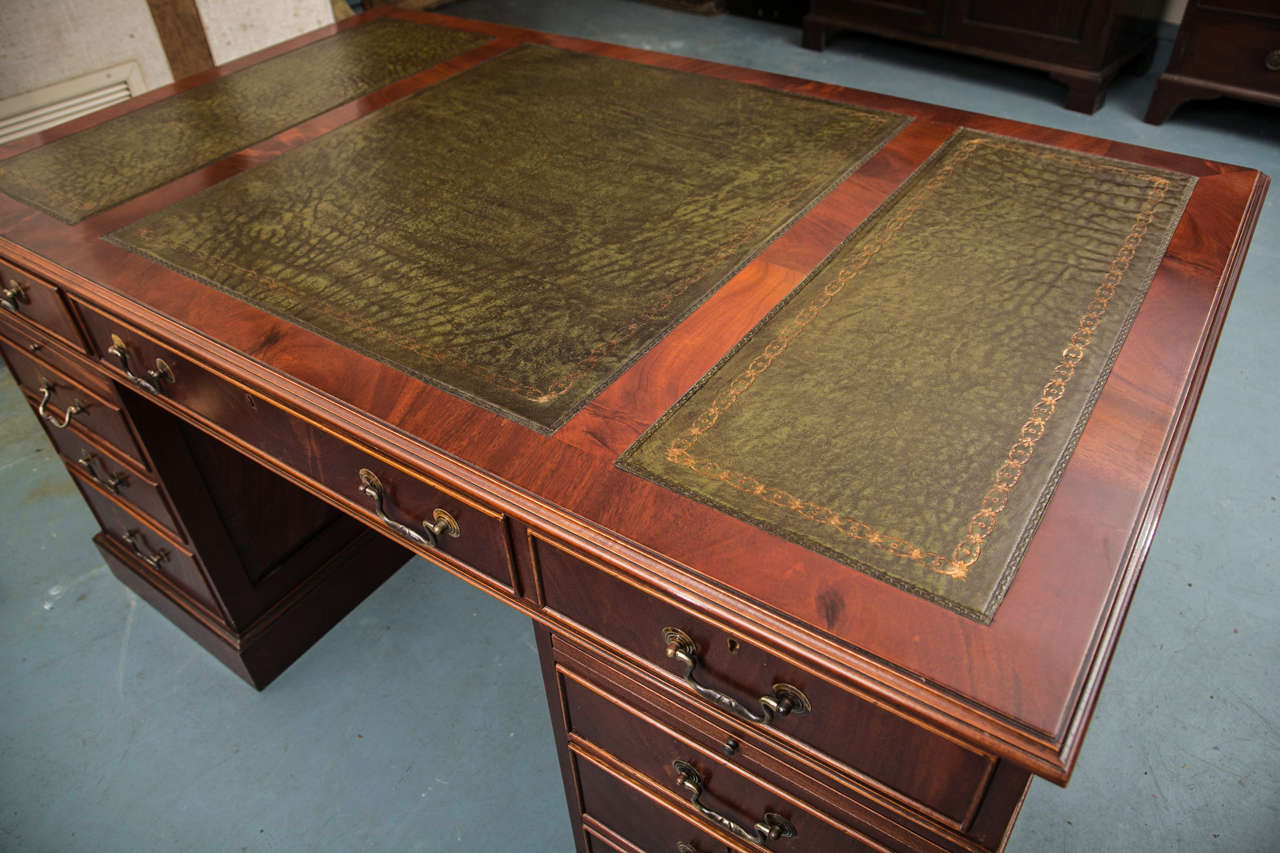 English Mahogany Pedestal Desk In New Condition For Sale In Woodbury, CT