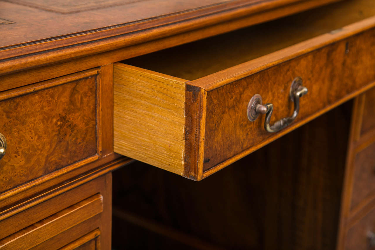 British English Walnut Pedestal Desk For Sale