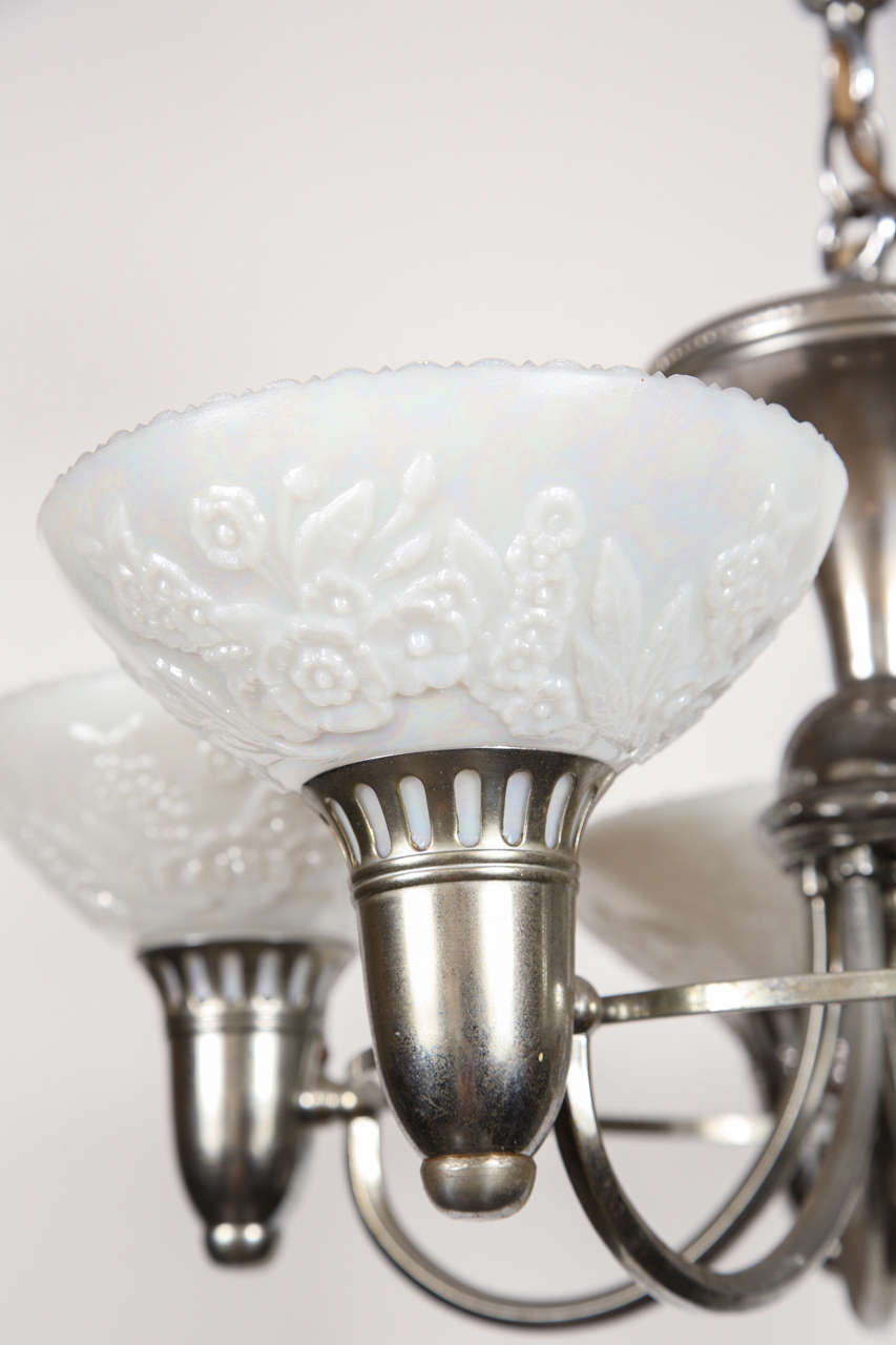 Five Light Chandelier with Cast Glass Shades 1