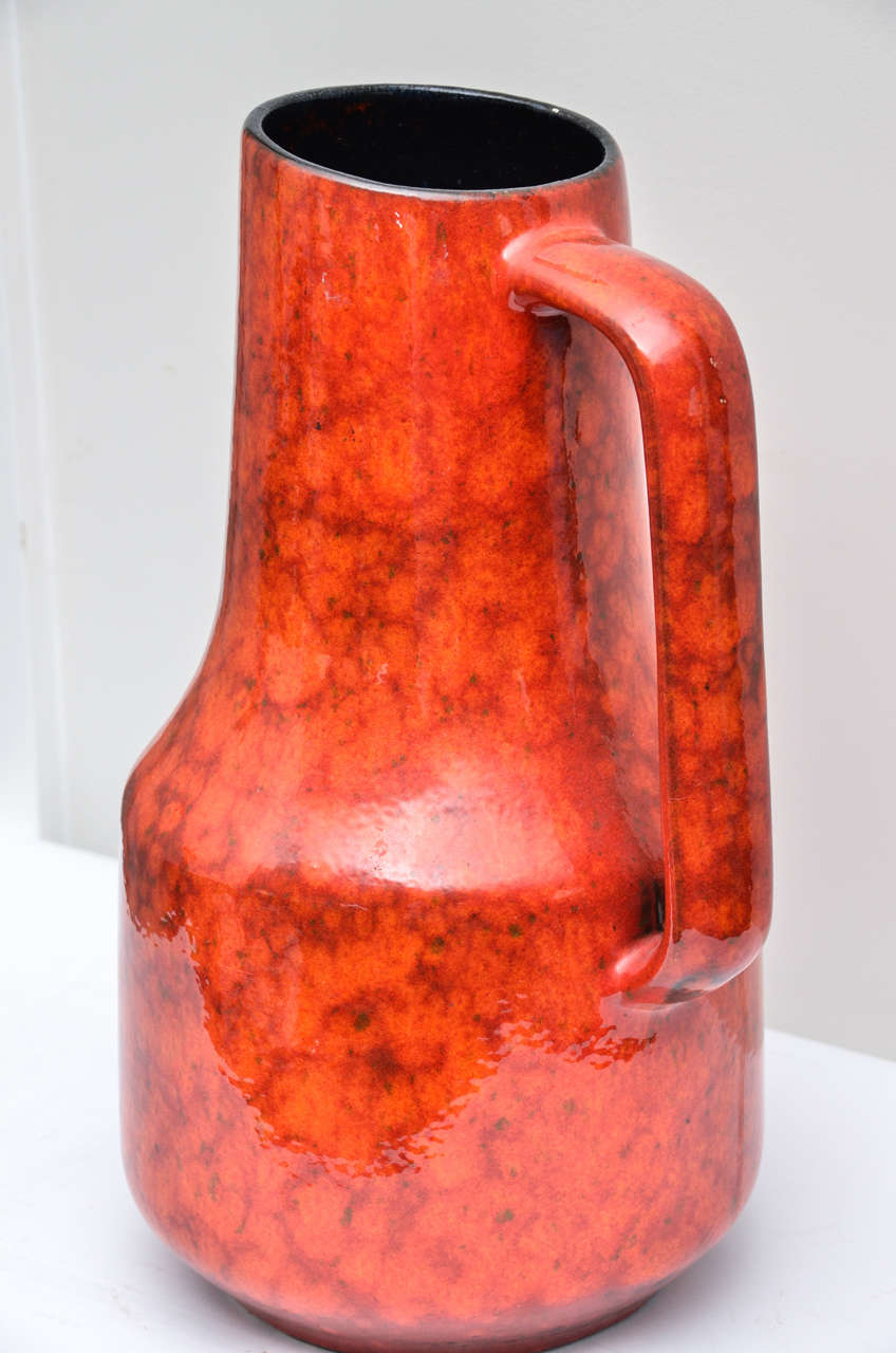 Late 20th Century Large West German Pottery Pitcher in Red Lava Design