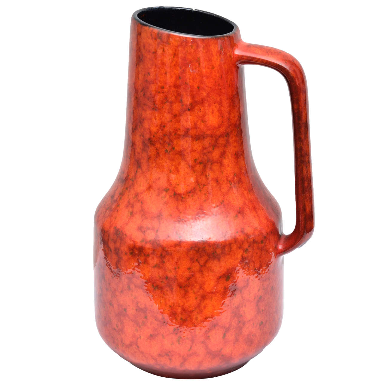 Large West German Pottery Pitcher in Red Lava Design