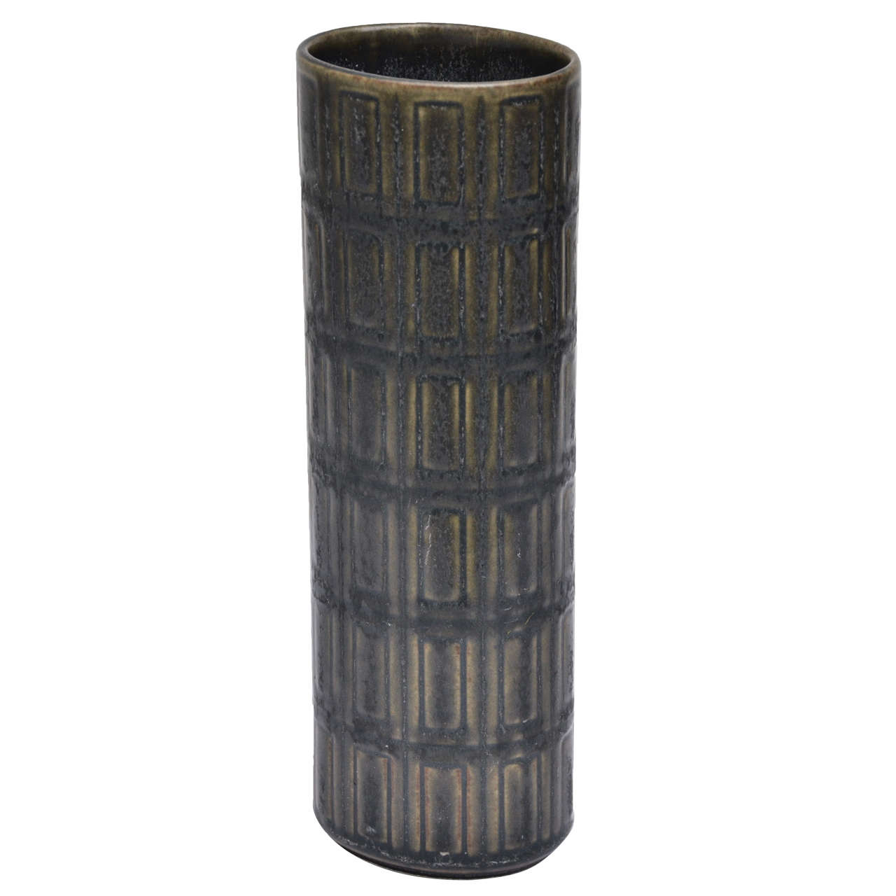 Tall Scandinavian Vase with Graphic Imprinted Design