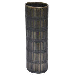 Tall Scandinavian Vase with Graphic Imprinted Design