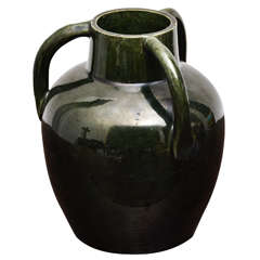 Dark Green Ceramic Vase with Three Handles 5