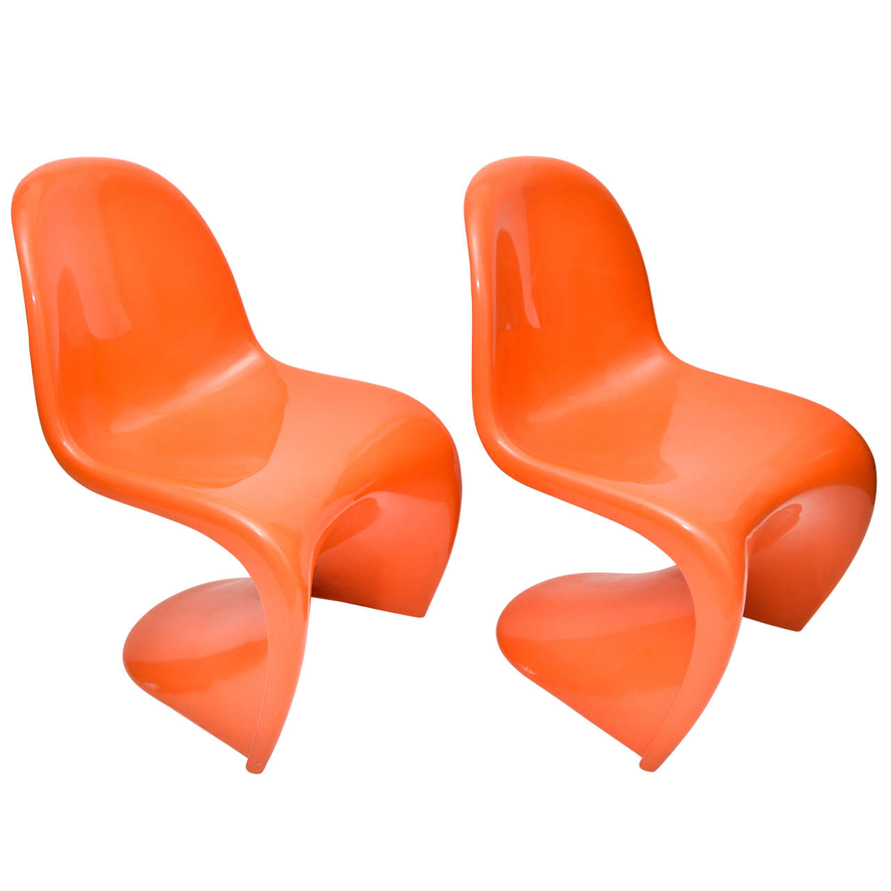 Set of Four 1970s Orange Verner Panton Stacking Chairs For Sale