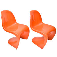 Set of Four 1970s Orange Verner Panton Stacking Chairs