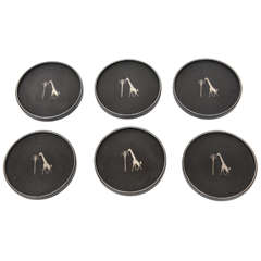 Set of 6 Isolite and Sterling Silver Coasters