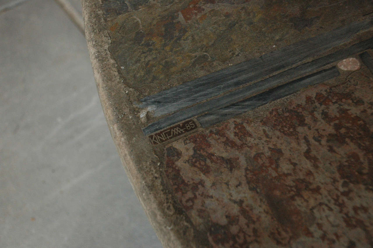 Metal Paul Kingma slate stone coffee table
