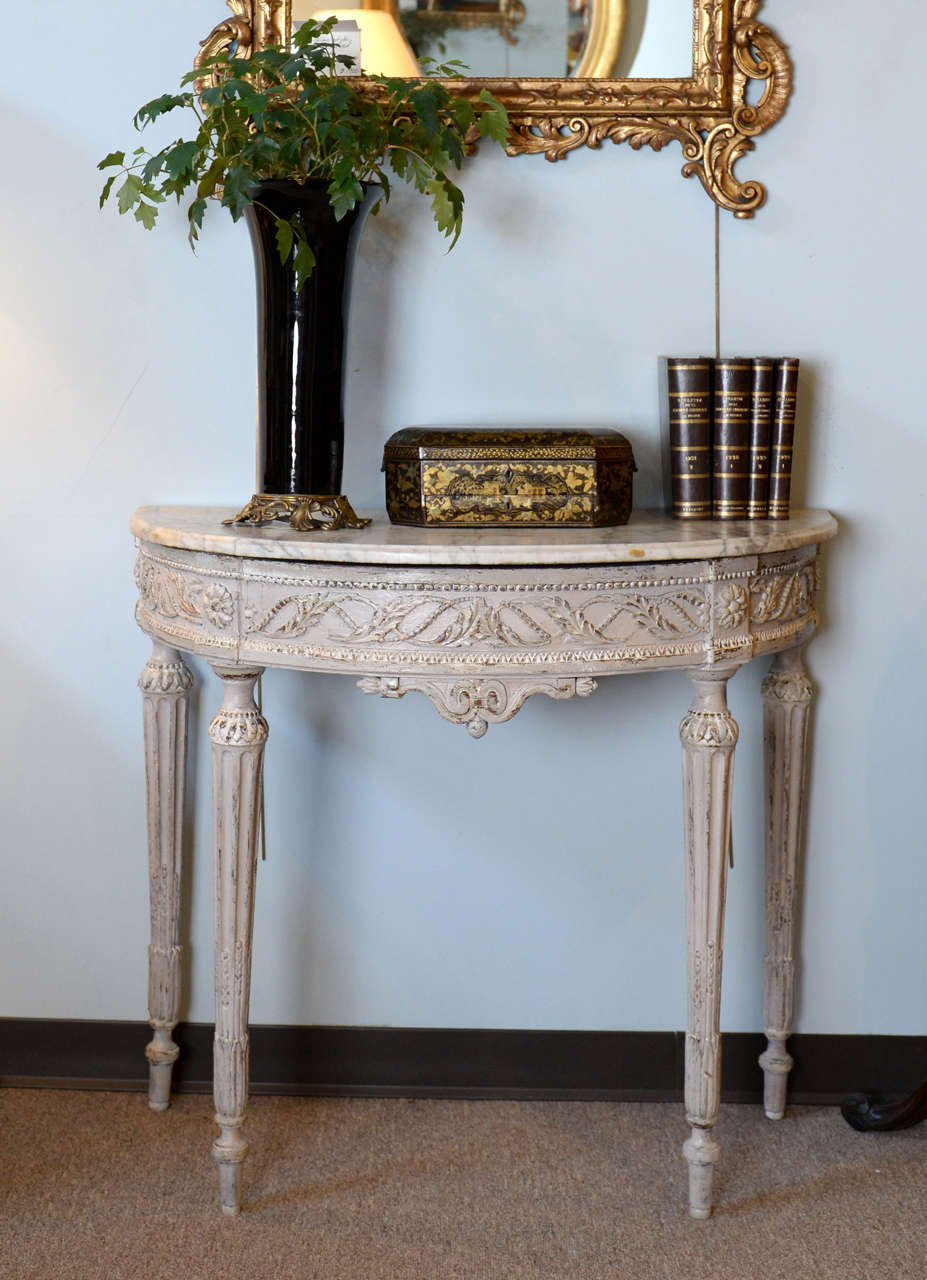 French 18th Century Louis XVI Style Console with Marble Top, Circa 1780 For Sale