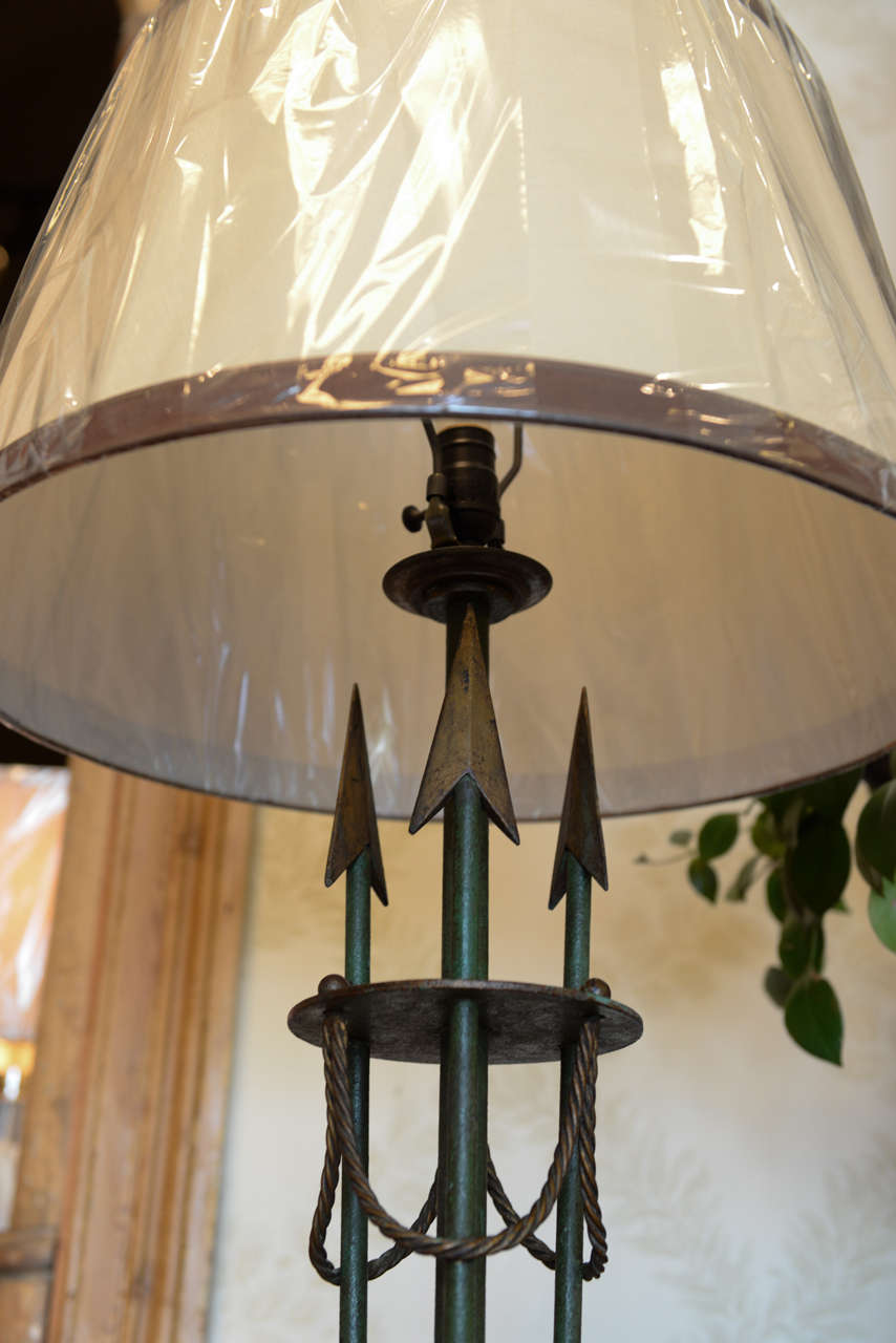 Mid-20th Century Vintage French Art Deco Style Iron  Floor Lamp, Circa 1940 For Sale