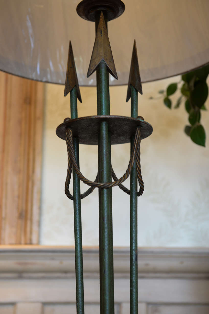 Vintage French Art Deco Style Iron  Floor Lamp, Circa 1940 For Sale 1