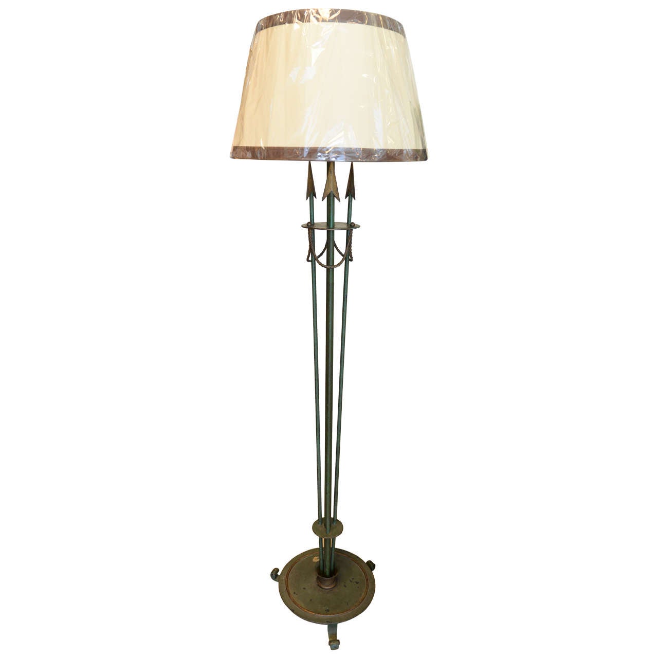 Vintage French Art Deco Style Iron  Floor Lamp, Circa 1940 For Sale