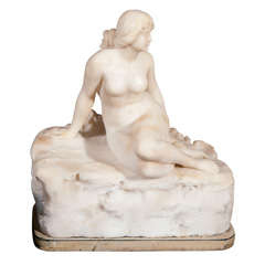 19th Cent. Italian Alabaster Maiden Sculpture by A. Petrilli