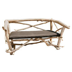 French Artisan Crafted Driftwood Bench