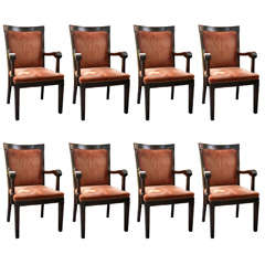 Set of 8 19th Century English Carved Wood  Dining Chairs