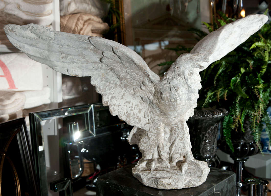 English Graceful Composed Stone Eagle Garden Statue
