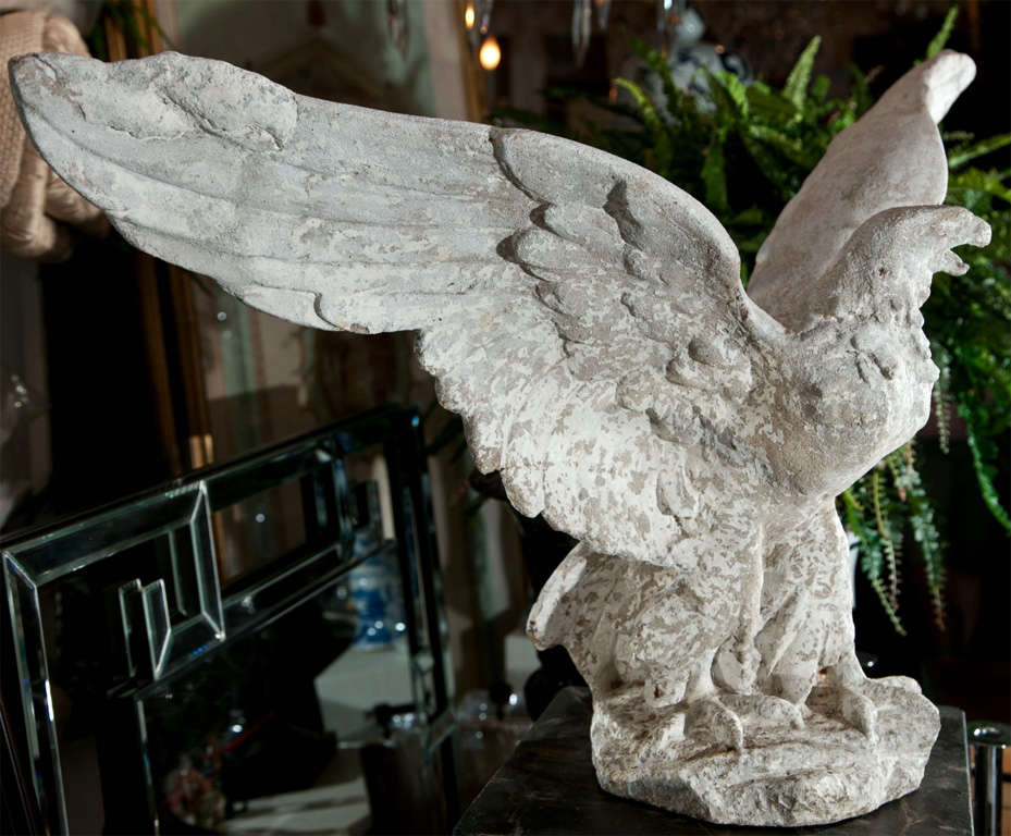 20th Century Graceful Composed Stone Eagle Garden Statue