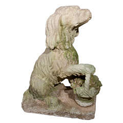Adorable Vintage Composed Stone Dog Garden Statue