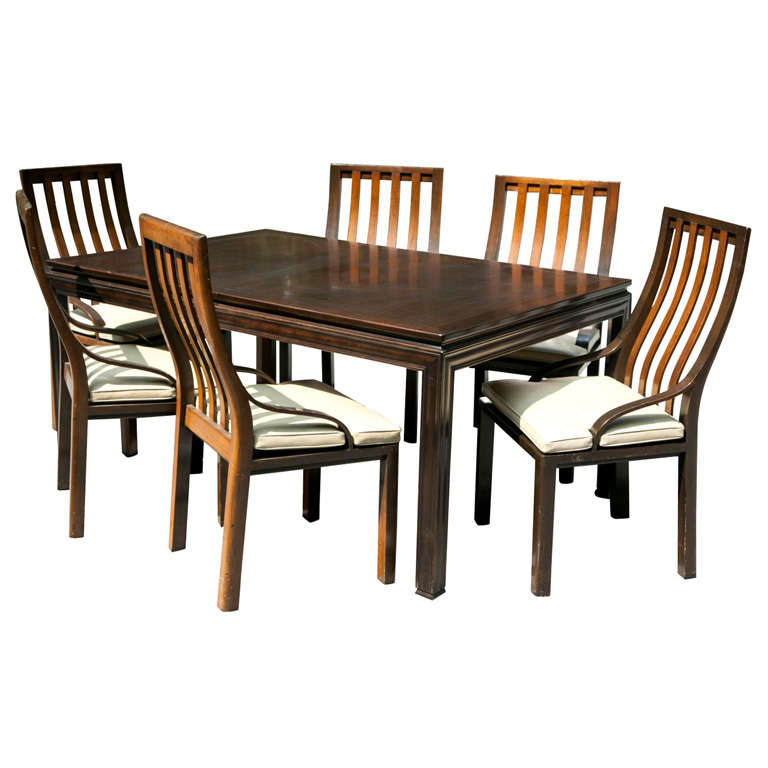 Walnut Dining Table and Chairs at 1stDibs