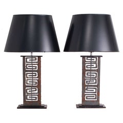 Pair of Greek Key Table Lamps