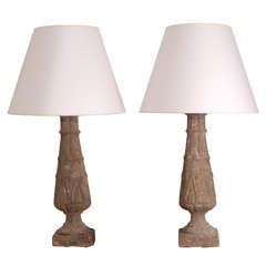 Pair of Large concrete baluster table lamps 10