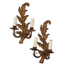 A pair of gilt carved wood Napoleon III sconces