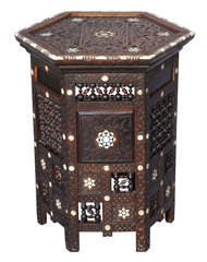 Moorish Octagonal Inlaid and Carved Accent Table