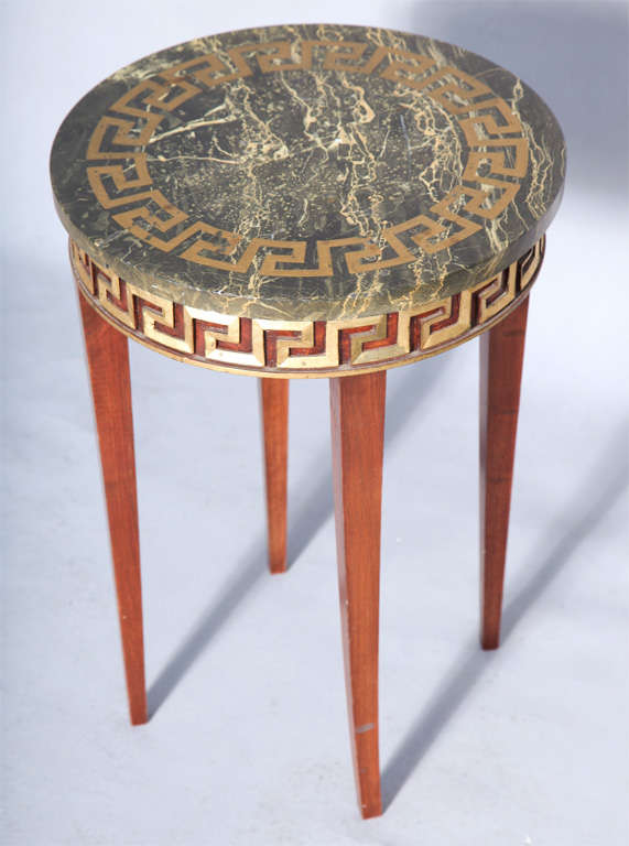 Greek Key Carved Accent Table 4