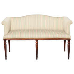 Vintage Upholstered Settee in Narrow Form