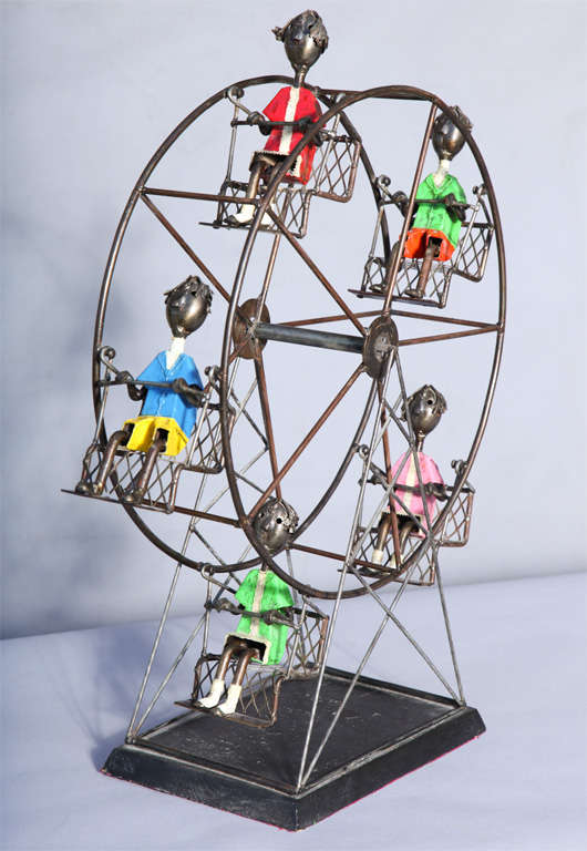 Polychromed Iron Farris Wheel Sculpture by Manuel Felguerez