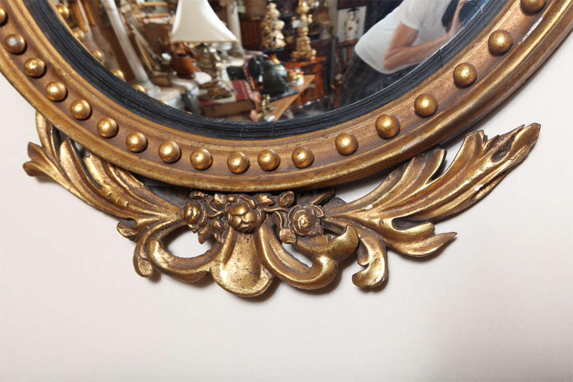 19th Century Federal Period Giltwood Convex Mirror