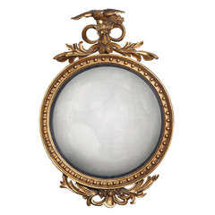 Antique Federal Period Giltwood Convex Mirror