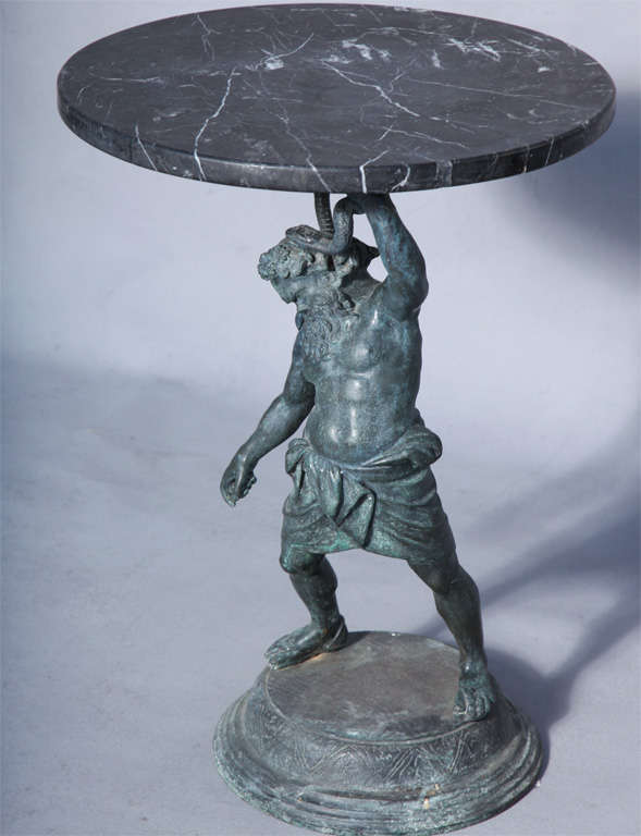20th Century Bronze Bacchus Accent Table