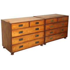 Pair of Campaign Style Dressers by Baker