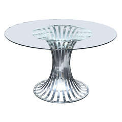 Russell Woodard Polished Aluminum Dining / Center Hall Table
